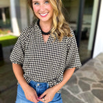 August Gingham Blouse - Black-200 Fashion Blouses-OLIVACEOUS-July & June Women's Fashion Boutique Located in San Antonio, Texas