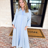 The Sunday Stroll Midi Dress - Blue-500 Midi-ENTRO-July & June Women's Fashion Boutique Located in San Antonio, Texas