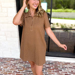 Polka Dot Athletic Mini Dress - Carmel-510 Mini-ENTRO-July & June Women's Fashion Boutique Located in San Antonio, Texas