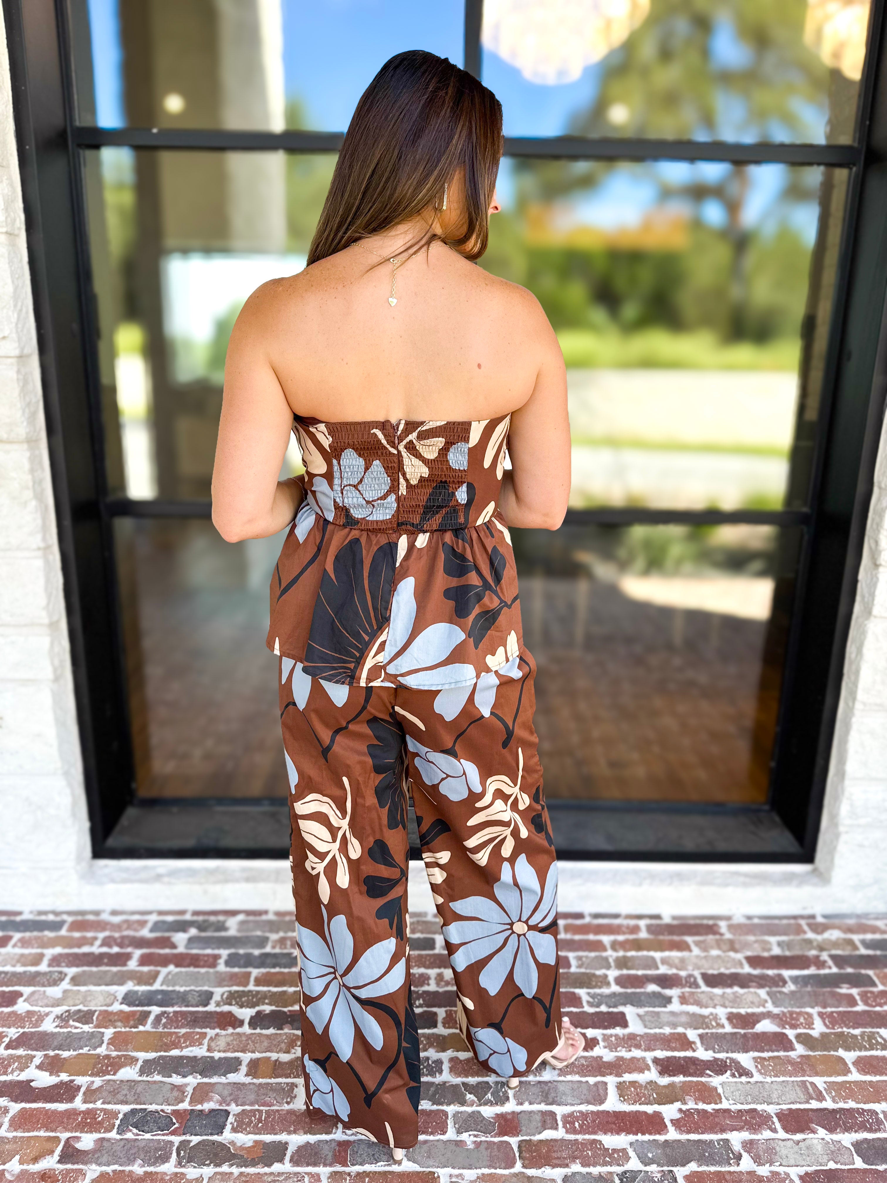 Sunset Floral Set - Brown-500 Midi-ENTRO-July & June Women's Fashion Boutique Located in San Antonio, Texas