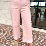 Hidden - Mid Rise Cuffed Blush Pink Jeans-400 Pants-HIDDEN JEANS-July & June Women's Fashion Boutique Located in San Antonio, Texas