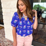 Mary Square - Blue Petal Keepsake Blouse-MARY SQUARE-July & June Women's Fashion Boutique Located in San Antonio, Texas