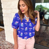 Mary Square - Blue Petal Keepsake Blouse-MARY SQUARE-July & June Women's Fashion Boutique Located in San Antonio, Texas