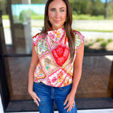 THML - Main Character Satin Blouse-200 Fashion Blouses-THML-July & June Women's Fashion Boutique Located in San Antonio, Texas