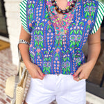 THML - Mixed Print Abstract Blouse-200 Fashion Blouses-THML-July & June Women's Fashion Boutique Located in San Antonio, Texas