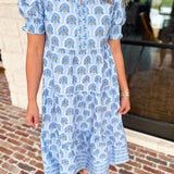 MARY SQUARE - Molly Sunshower Blue Flora Midi Dress-500 Midi-MARY SQUARE-July & June Women's Fashion Boutique Located in San Antonio, Texas