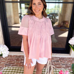 New Romantics Lace Blouse - Baby Pink-200 Fashion Blouses-FATE-July & June Women's Fashion Boutique Located in San Antonio, Texas