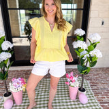 Lemon Drop Blouse-200 Fashion Blouses-IN FEBRUARY-July & June Women's Fashion Boutique Located in San Antonio, Texas
