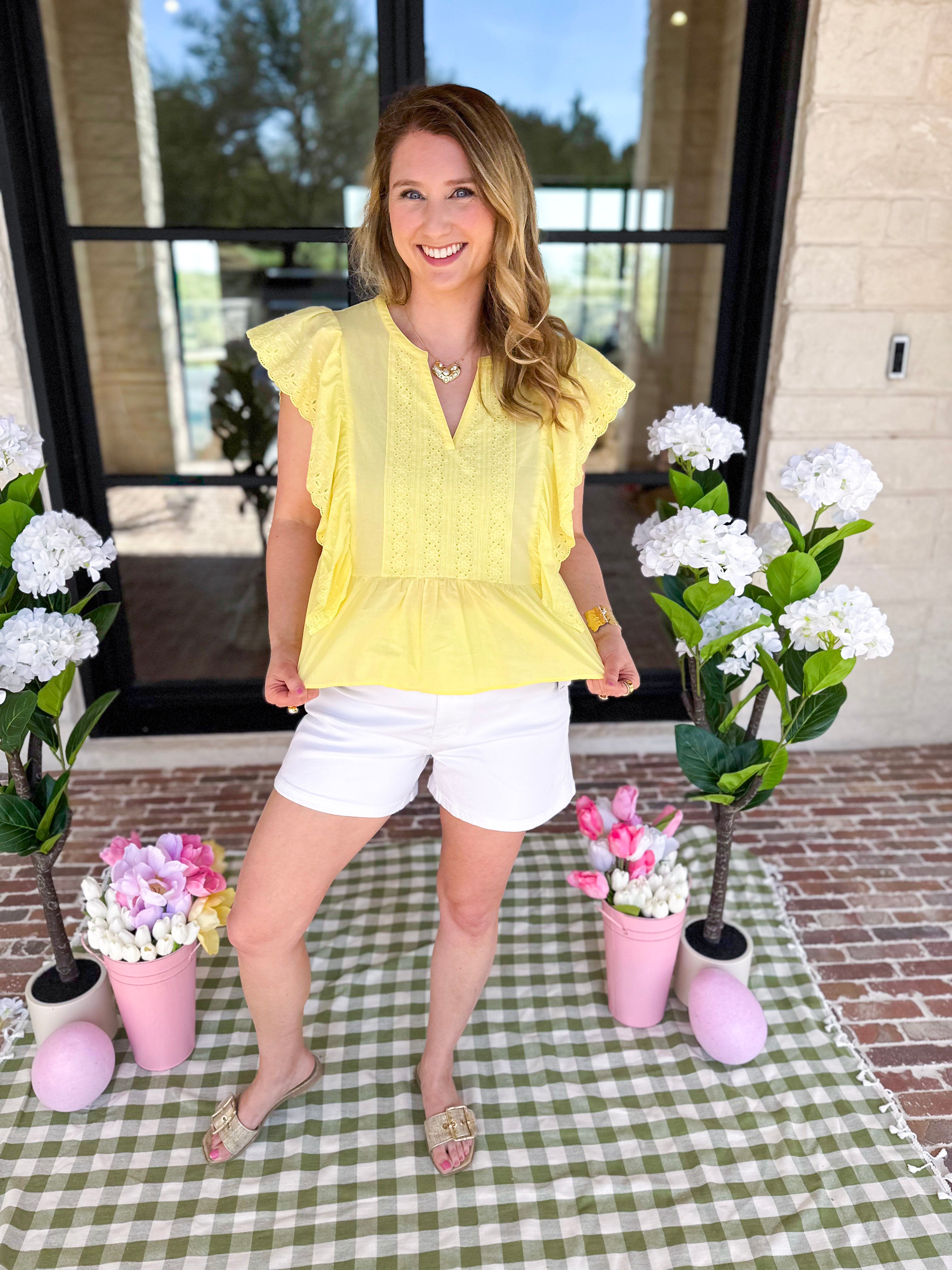 Lemon Drop Blouse-200 Fashion Blouses-IN FEBRUARY-July & June Women's Fashion Boutique Located in San Antonio, Texas