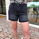 Vervet - High Rise Black Jean Shorts-410 Shorts/Skirts-VEVERT BY FLYING MONKEY-July & June Women's Fashion Boutique Located in San Antonio, Texas