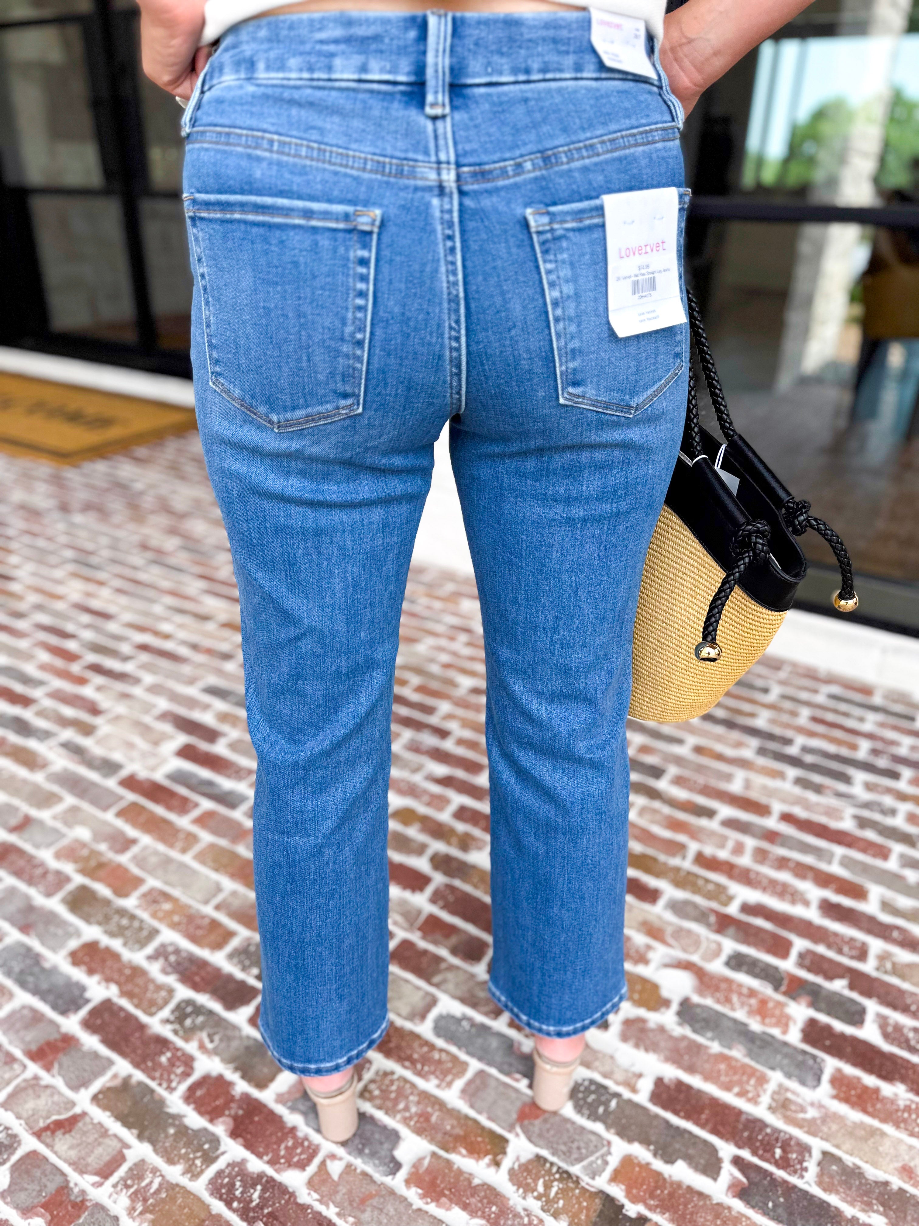 Vervet - Mid Rise Straight Leg Jeans-400 Pants-VEVERT BY FLYING MONKEY-July & June Women's Fashion Boutique Located in San Antonio, Texas
