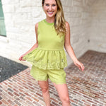 The Modern Lace Shorts - Matcha-410 Shorts/Skirts-ENTRO-July & June Women's Fashion Boutique Located in San Antonio, Texas