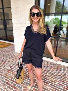 Lace Details Blouse - Black-200 Fashion Blouses-ENTRO-July & June Women's Fashion Boutique Located in San Antonio, Texas