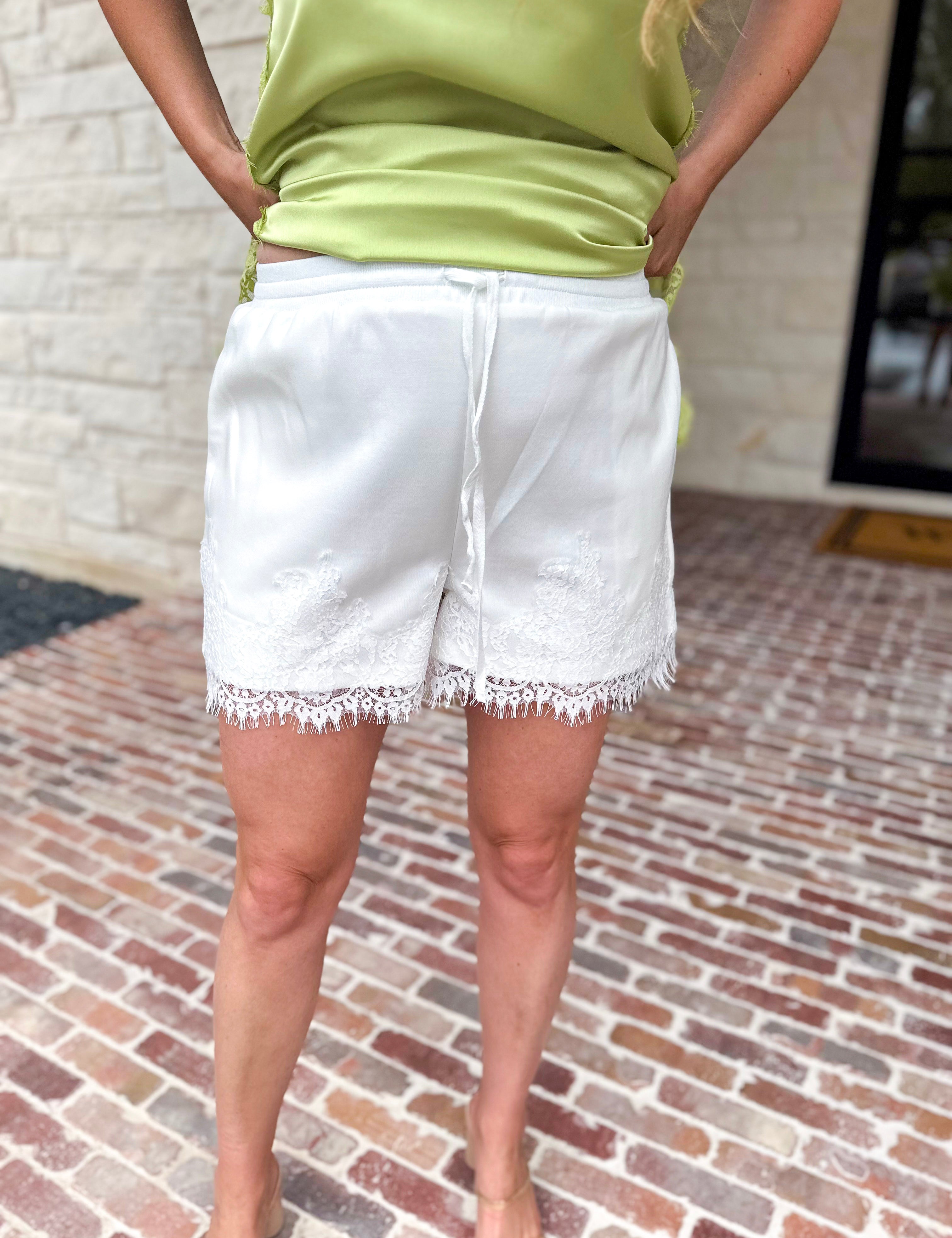 The Modern Lace Shorts - White-410 Shorts/Skirts-ENTRO-July & June Women's Fashion Boutique Located in San Antonio, Texas