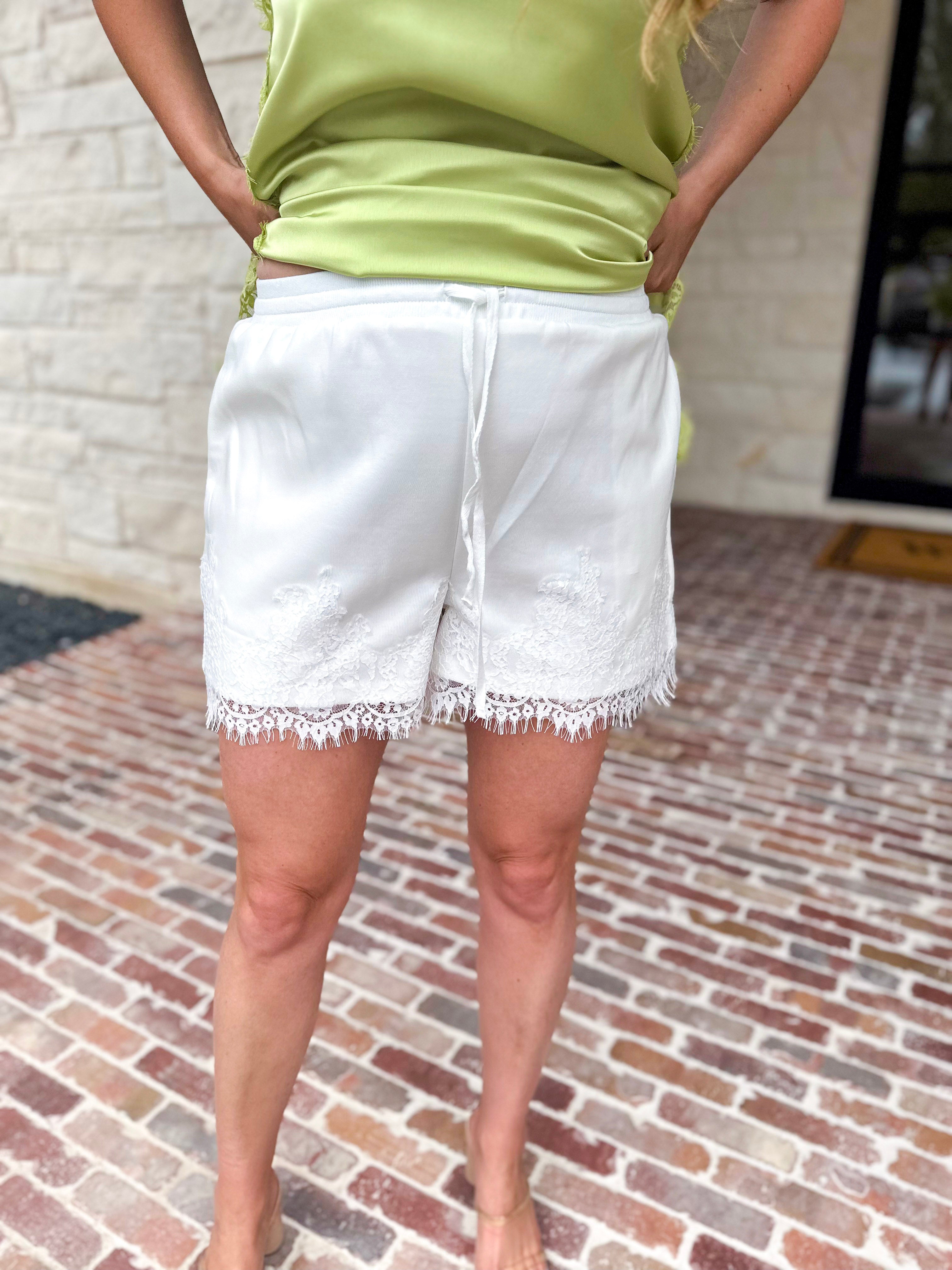 The Modern Lace Shorts - White-410 Shorts/Skirts-ENTRO-July & June Women's Fashion Boutique Located in San Antonio, Texas