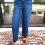 Vervet - High Rise Dark Trouser Style Jeans-420 Denim-VEVERT BY FLYING MONKEY-July & June Women's Fashion Boutique Located in San Antonio, Texas