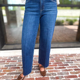 Vervet - High Rise Dark Trouser Style Jeans-420 Denim-VEVERT BY FLYING MONKEY-July & June Women's Fashion Boutique Located in San Antonio, Texas