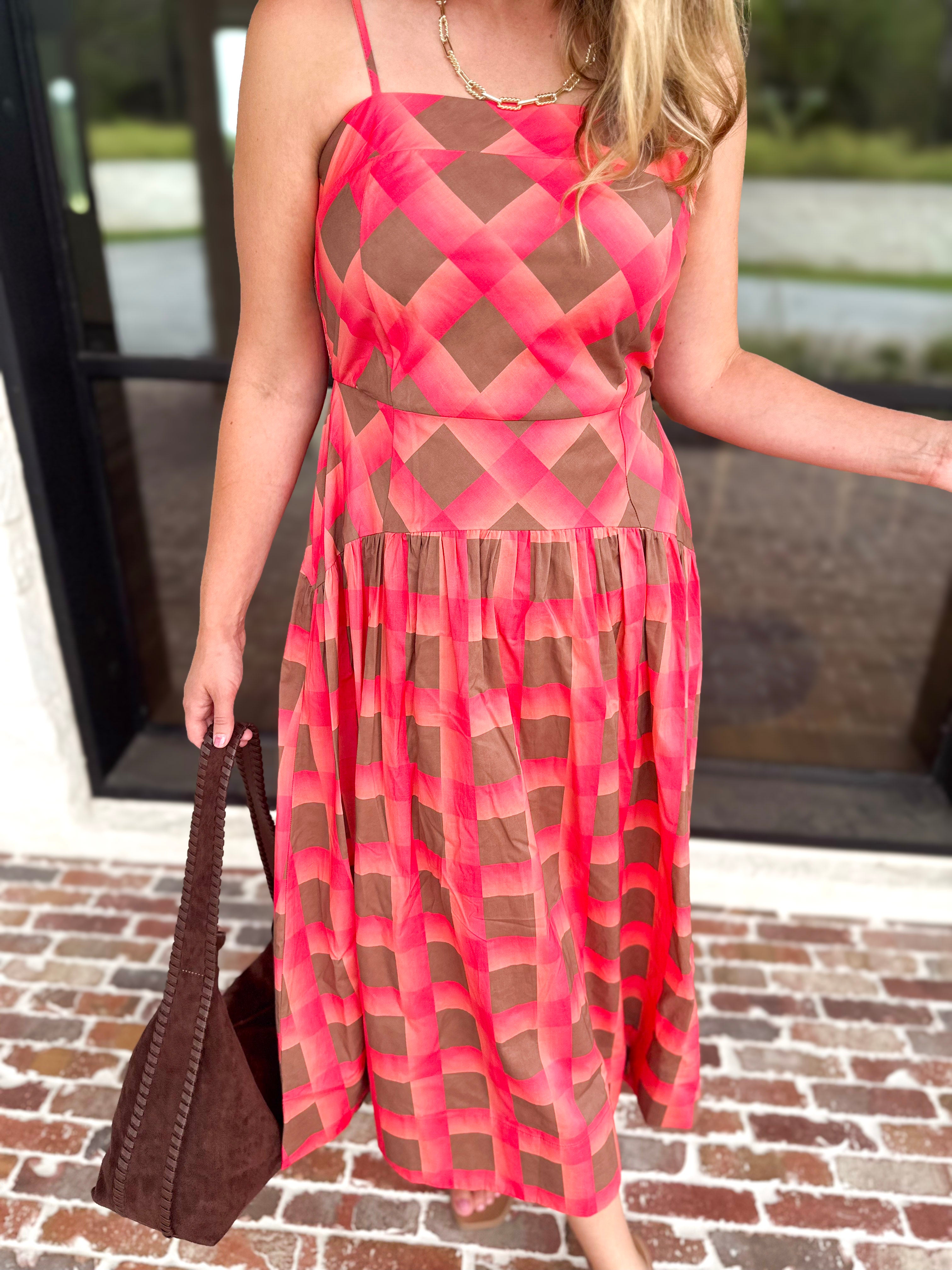 Carried Away Midi Dress - Coral-500 Midi-ENTRO-July & June Women's Fashion Boutique Located in San Antonio, Texas
