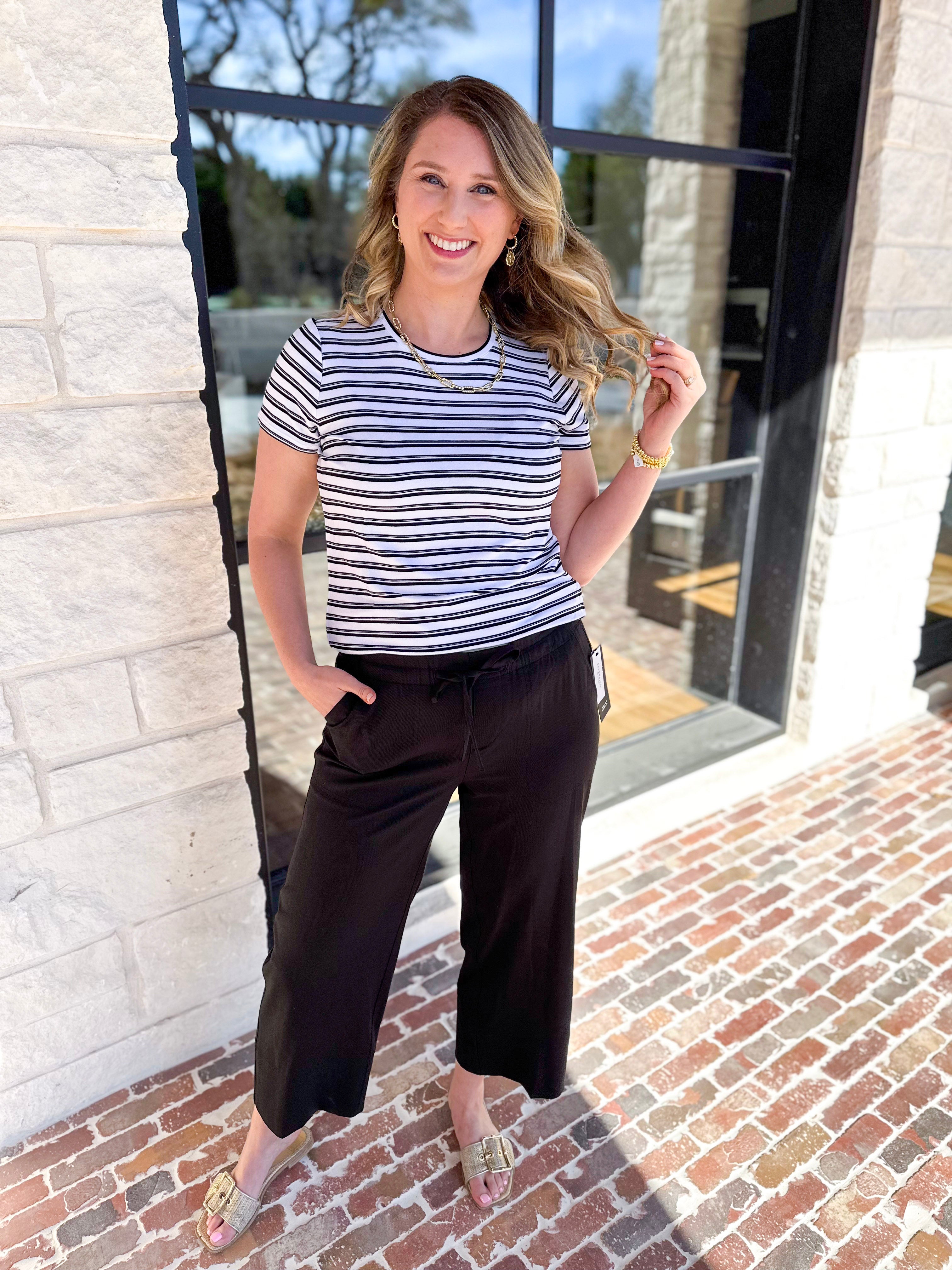LIVERPOOL - Pull On Cropped Pant - Black-400 Pants-LIVERPOOL JEANS COMPANY-July & June Women's Fashion Boutique Located in San Antonio, Texas