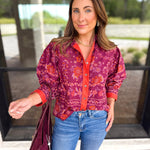 Spiced Plum Floral Blouse-200 Fashion Blouses-ENTRO-July & June Women's Fashion Boutique Located in San Antonio, Texas
