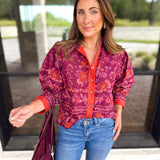 Spiced Plum Floral Blouse-200 Fashion Blouses-ENTRO-July & June Women's Fashion Boutique Located in San Antonio, Texas