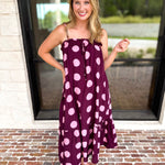 Pink Ganache Polka Dot Midi Dress-500 Midi-ENTRO-July & June Women's Fashion Boutique Located in San Antonio, Texas