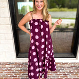 Pink Ganache Polka Dot Midi Dress-500 Midi-ENTRO-July & June Women's Fashion Boutique Located in San Antonio, Texas