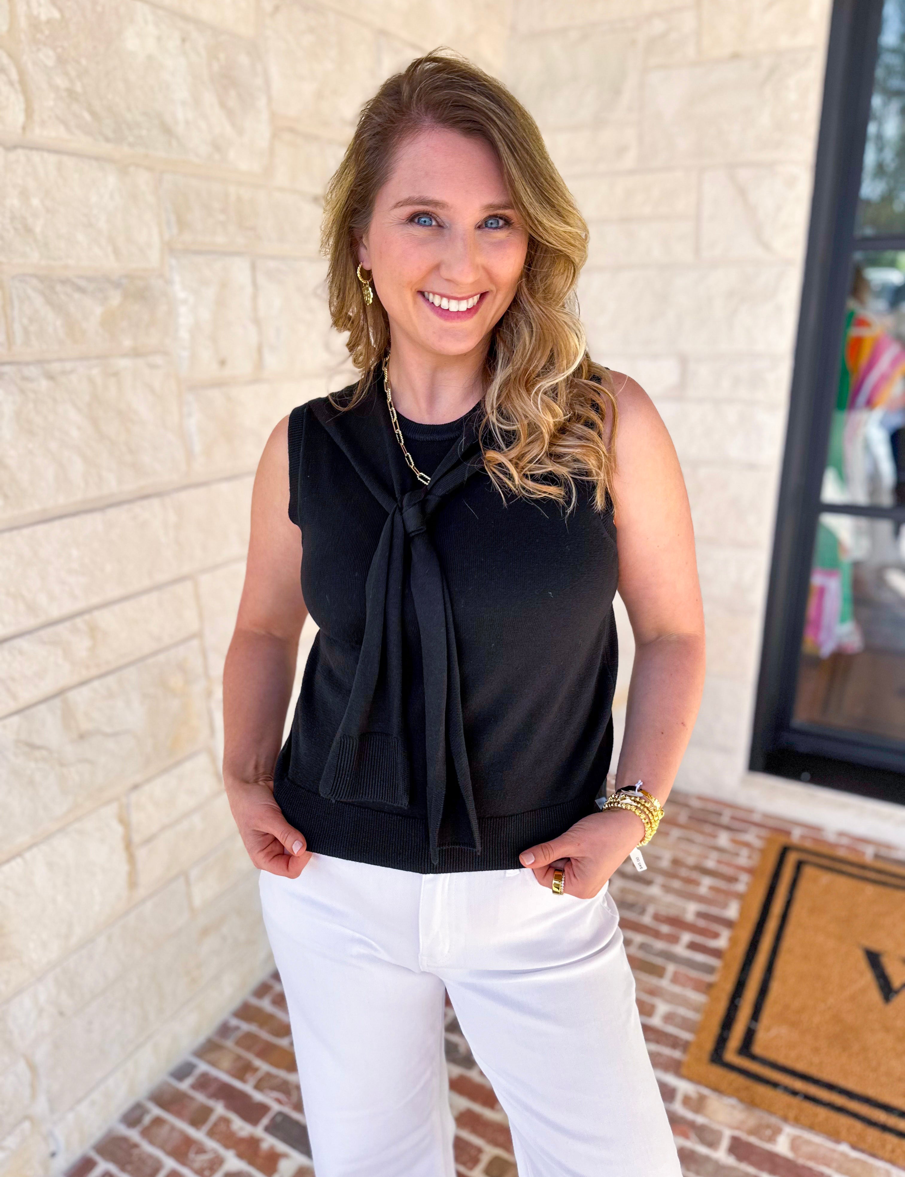 The Country Club Knit Sweater - Black-230 Sweaters/Cardis-ENTRO-July & June Women's Fashion Boutique Located in San Antonio, Texas