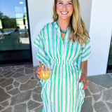 MARY SQUARE - Priscilla Short Beach Dress - Seafoam Stripe-300 Athleisure/Lounge-MARY SQUARE-July & June Women's Fashion Boutique Located in San Antonio, Texas
