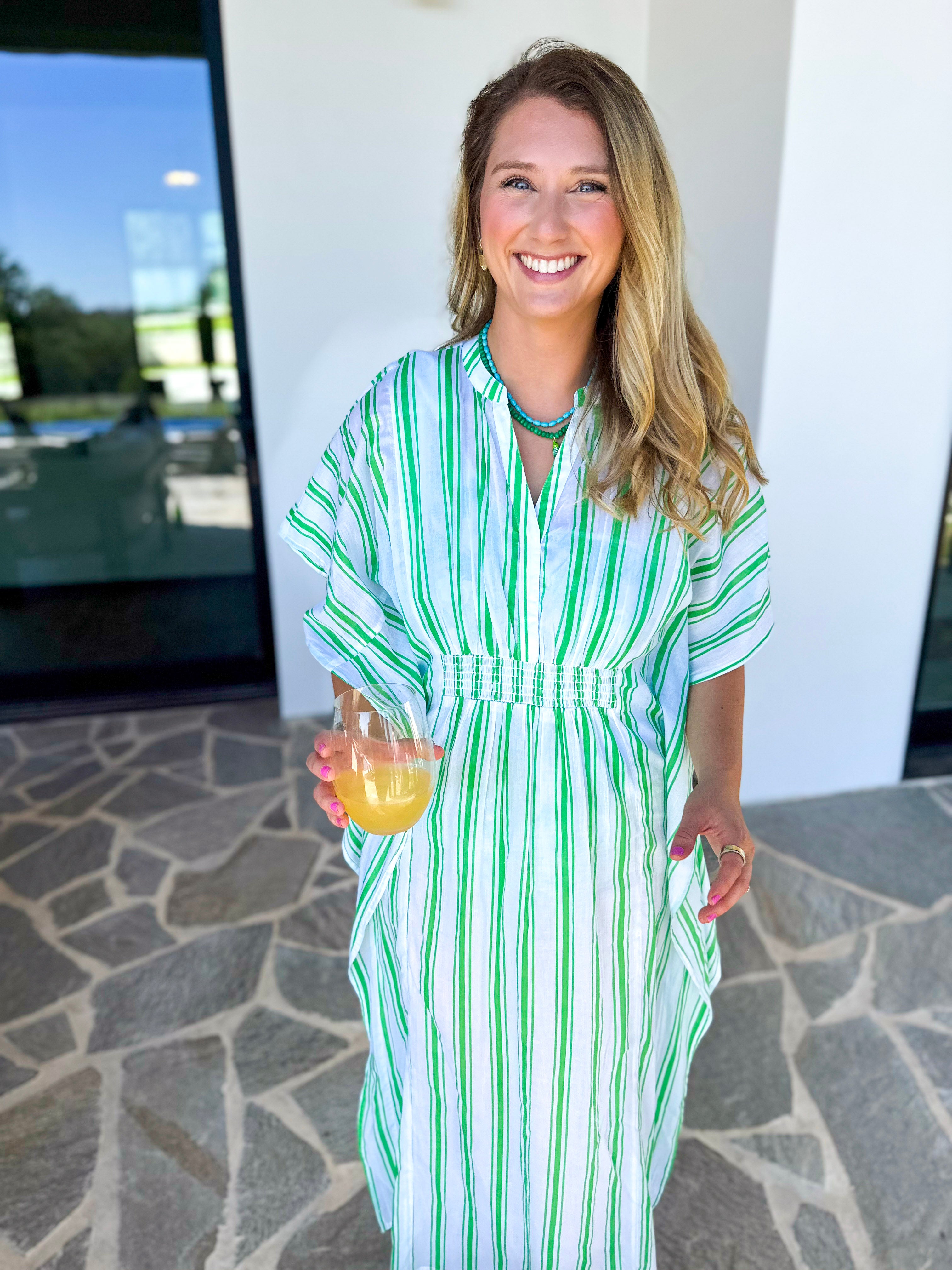 MARY SQUARE - Priscilla Short Beach Dress - Seafoam Stripe-300 Athleisure/Lounge-MARY SQUARE-July & June Women's Fashion Boutique Located in San Antonio, Texas