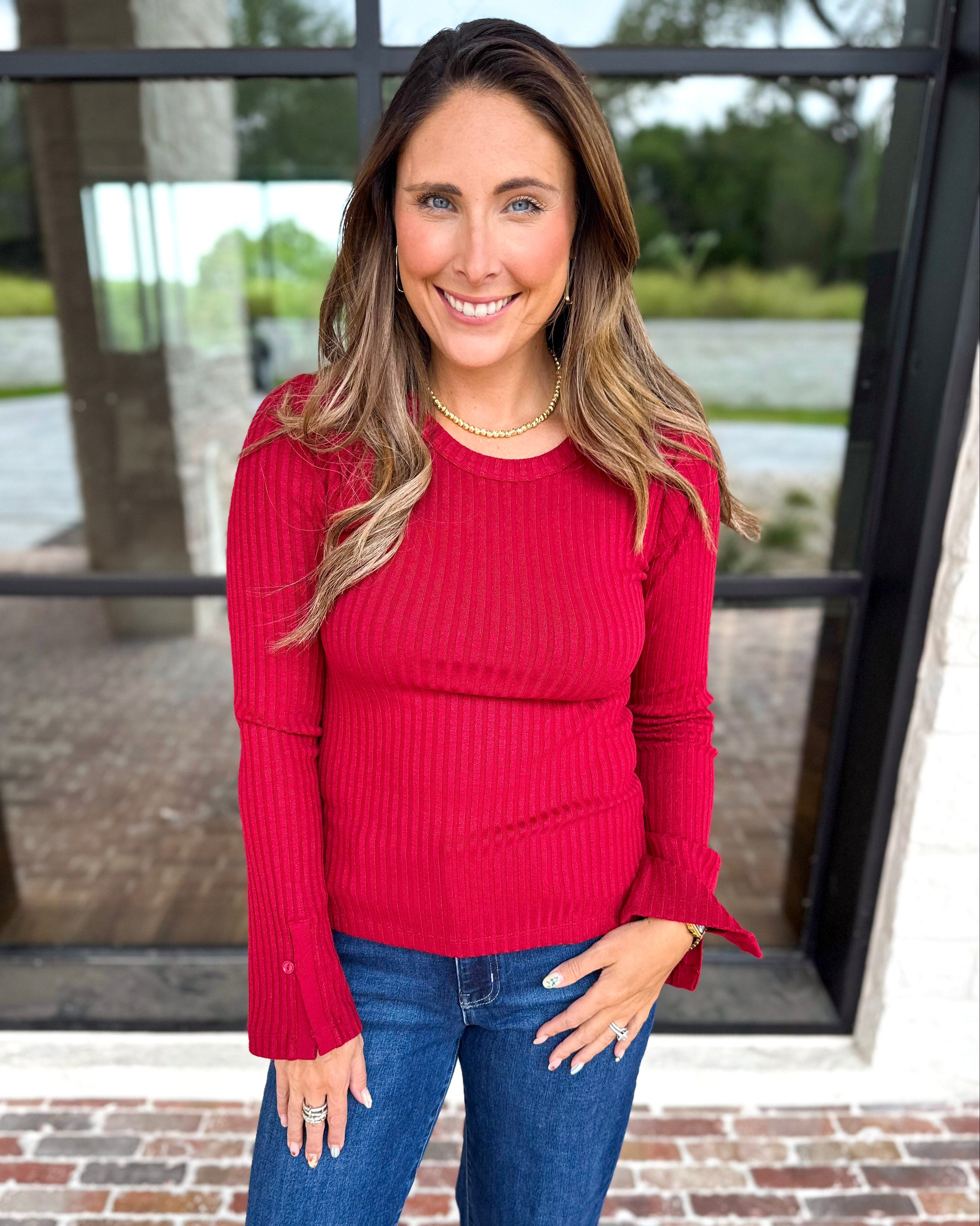 Liverpool - Everyday Favorite Scoop Neck Top - Berry-230 Sweaters/Cardis-LIVERPOOL JEANS COMPANY-July & June Women's Fashion Boutique Located in San Antonio, Texas