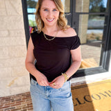LIVERPOOL - Black Off the Shoulder Top-200 Fashion Blouses-LIVERPOOL JEANS COMPANY-July & June Women's Fashion Boutique Located in San Antonio, Texas