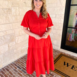 The Carrie Midi Dress - Red-500 Midi-IN FEBRUARY-July & June Women's Fashion Boutique Located in San Antonio, Texas