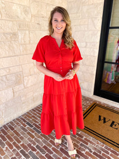 The Carrie Midi Dress - Red-500 Midi-IN FEBRUARY-July & June Women's Fashion Boutique Located in San Antonio, Texas