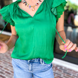Current Air - Kelly Green Crochet Details Blouse-200 Fashion Blouses-CURRENT AIR CLOTHING-July & June Women's Fashion Boutique Located in San Antonio, Texas