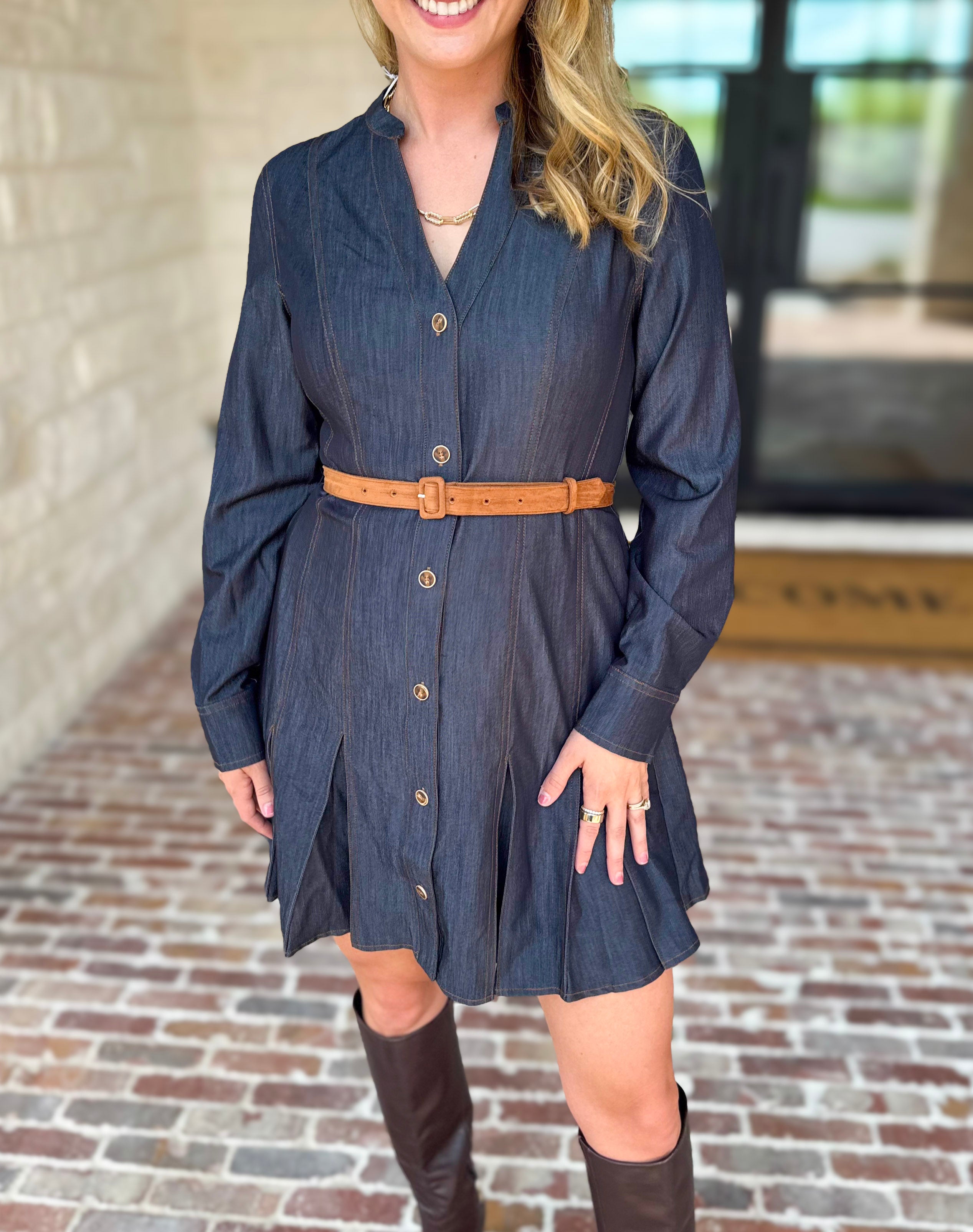 Current Air - Chic Denim Daydream Mini Dress-510 Mini-CURRENT AIR CLOTHING-July & June Women's Fashion Boutique Located in San Antonio, Texas