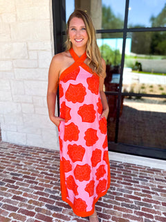 Shell & Shine Halter Midi Dress-500 Midi-ENTRO-July & June Women's Fashion Boutique Located in San Antonio, Texas