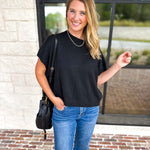 Easy Going Short Sleeve Knit Top - Black-230 Sweaters/Cardis-PINCH-July & June Women's Fashion Boutique Located in San Antonio, Texas