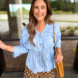 Easy Days Denim Top-200 Fashion Blouses-ENTRO-July & June Women's Fashion Boutique Located in San Antonio, Texas