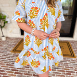 THML - Bold Floral & Stripe Mini Dress-510 Mini-THML-July & June Women's Fashion Boutique Located in San Antonio, Texas
