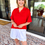 Everyday Pick Top - Red-210 Casual Blouses-JODIFL-July & June Women's Fashion Boutique Located in San Antonio, Texas