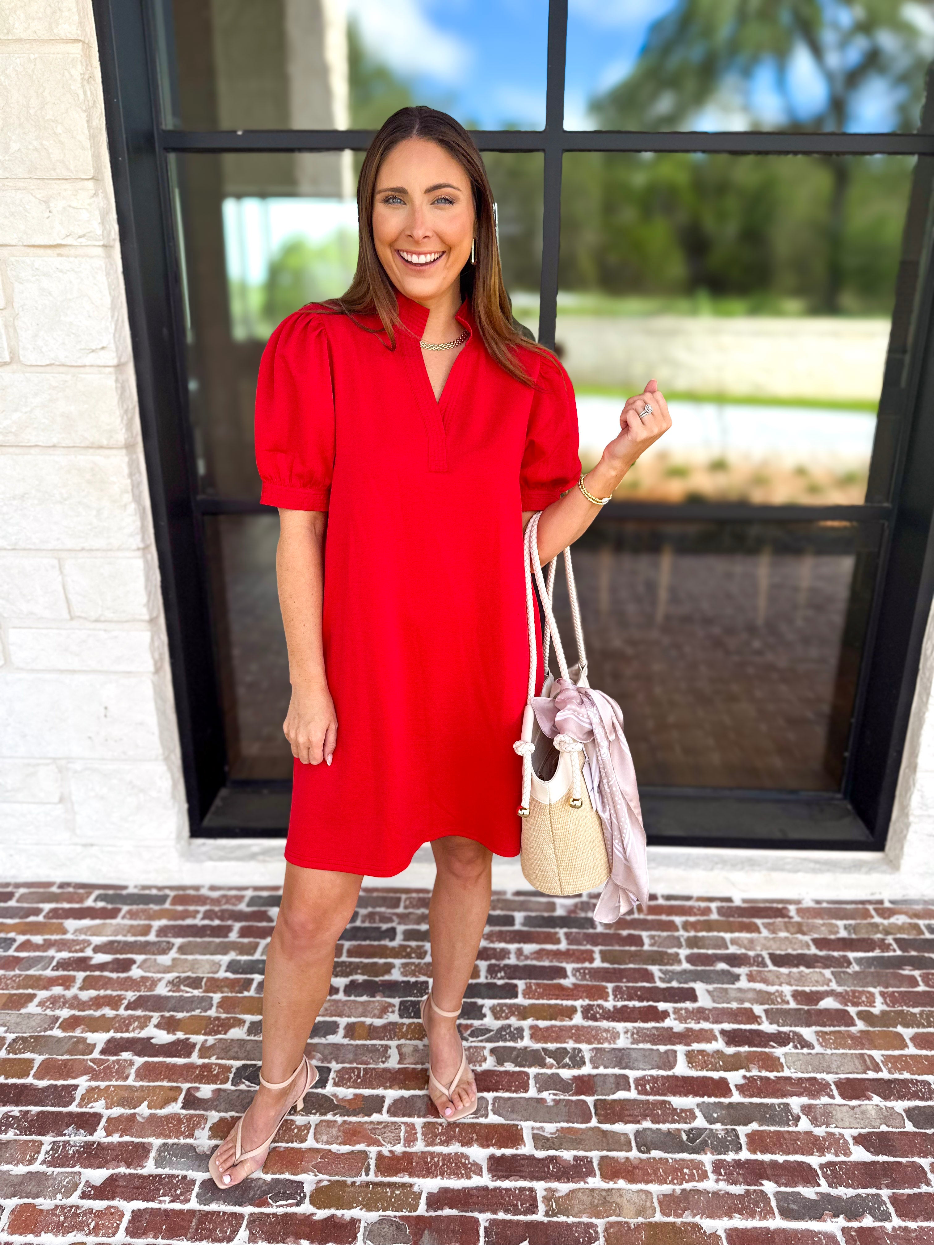 Refined Mini Dress - Red-510 Mini-JODIFL-July & June Women's Fashion Boutique Located in San Antonio, Texas
