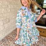 Current Air - Floral Contrast Stripe Mini Dress-510 Mini-CURRENT AIR CLOTHING-July & June Women's Fashion Boutique Located in San Antonio, Texas