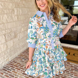 Current Air - Floral Contrast Stripe Mini Dress-510 Mini-CURRENT AIR CLOTHING-July & June Women's Fashion Boutique Located in San Antonio, Texas