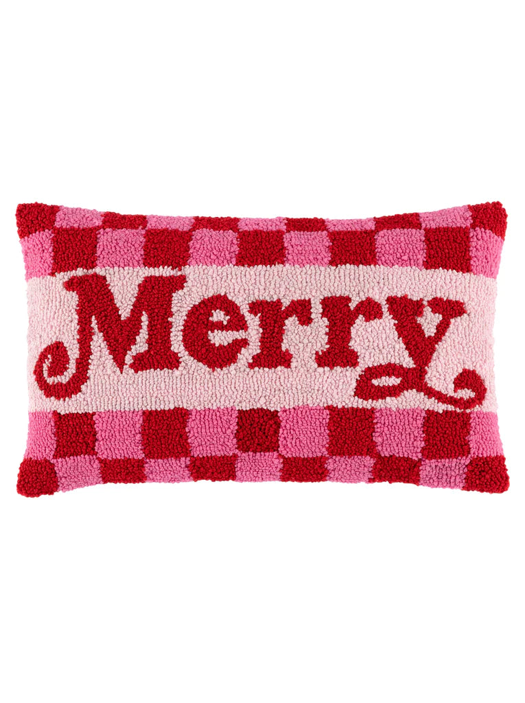 Merry Checkered Pillow-140 Gifts + Home-SHIRALEAH-July & June Women's Fashion Boutique Located in San Antonio, Texas