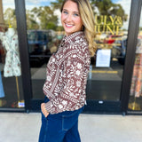 The Wrenlee Blouse - Chocolate Brown-200 Fashion Blouses-POLOGRAM-July & June Women's Fashion Boutique Located in San Antonio, Texas