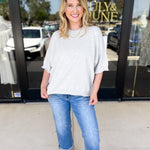 Lightweight Sweater Top - Heather Grey-230 Sweaters/Cardis-FATE-July & June Women's Fashion Boutique Located in San Antonio, Texas