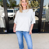 Lightweight Sweater Top - Heather Grey-230 Sweaters/Cardis-FATE-July & June Women's Fashion Boutique Located in San Antonio, Texas