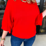 The Eva Sweater - Red-200 Fashion Blouses-JODIFL-July & June Women's Fashion Boutique Located in San Antonio, Texas