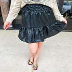 THML - Black Faux Leather Mini Skirt-410 Shorts/Skirts-THML-July & June Women's Fashion Boutique Located in San Antonio, Texas